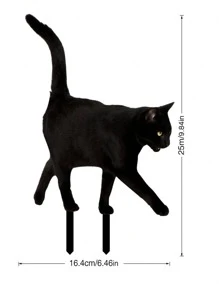 1 pieza Estaca de jardín decorativa con diseño de gato - Negro - Ver 3