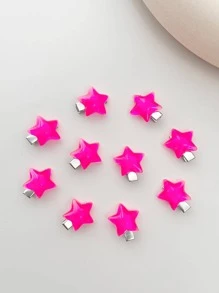 10入組女士星形裝飾時尚髮夾日常裝飾適用於返校 - 玫紅色 - 查看 1