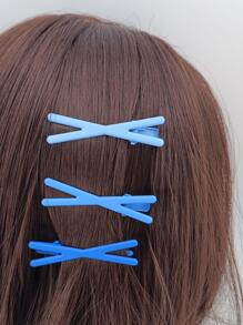 3入組女士素色時尚髮夾日常裝飾 - 彩色 - 查看 4