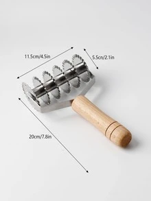 1pc Wooden Handle Dough Roller Cutter - Multicolor - View 8