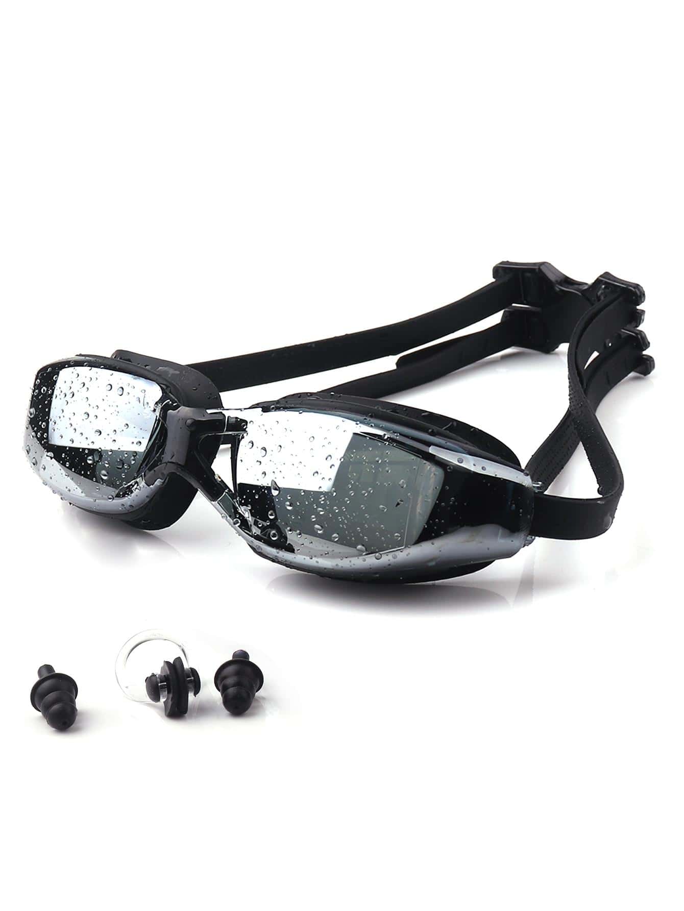 SHENYU 4入組矽膠運動眼鏡和鼻夾和耳塞套裝 - 黑色 - 查看 1