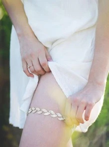 1 Phụ Nữ Rhinestone Trang Trí Quyến Rũ Cô Dâu Garter Cho Đám Cưới - trắng - Xem 3