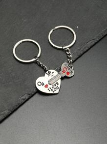 POLASUP Set de 2 llaveros de pareja para el Día de San Valentín, llaveros con corazón creativo con las palabras "Te amo" hechos de metal, color rojo, para propuestas, bodas, al por mayor, adecuados para enviar a parejas y declararse a tu pareja significativa. Mochila de San Valentín para la escuela, accesorios para el coche, ideas de regalo de Navidad góticas y Y2K, accesorios para bolsos, cordones con portaidentificaciones, accesorios para el coche, dijes para bolsos - Plateado - Ver 6