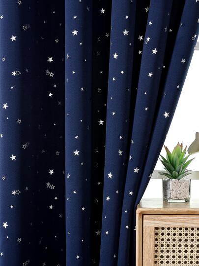 Starr Pattern Single Panel Curtain, Modern Polyester Single Panel Curtain For Bedroom And Living Room