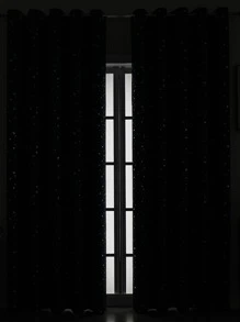 Starr Pattern Single Panel Curtain, Modern Polyester Single Panel Curtain For Bedroom And Living Room - Navy Blue - View 2