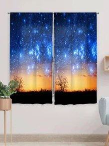 Galaxy Pattern Single Panel Curtain, Modern Elastane Single Panel Curtain For Bedroom And Living Room - Multicolor - View 5