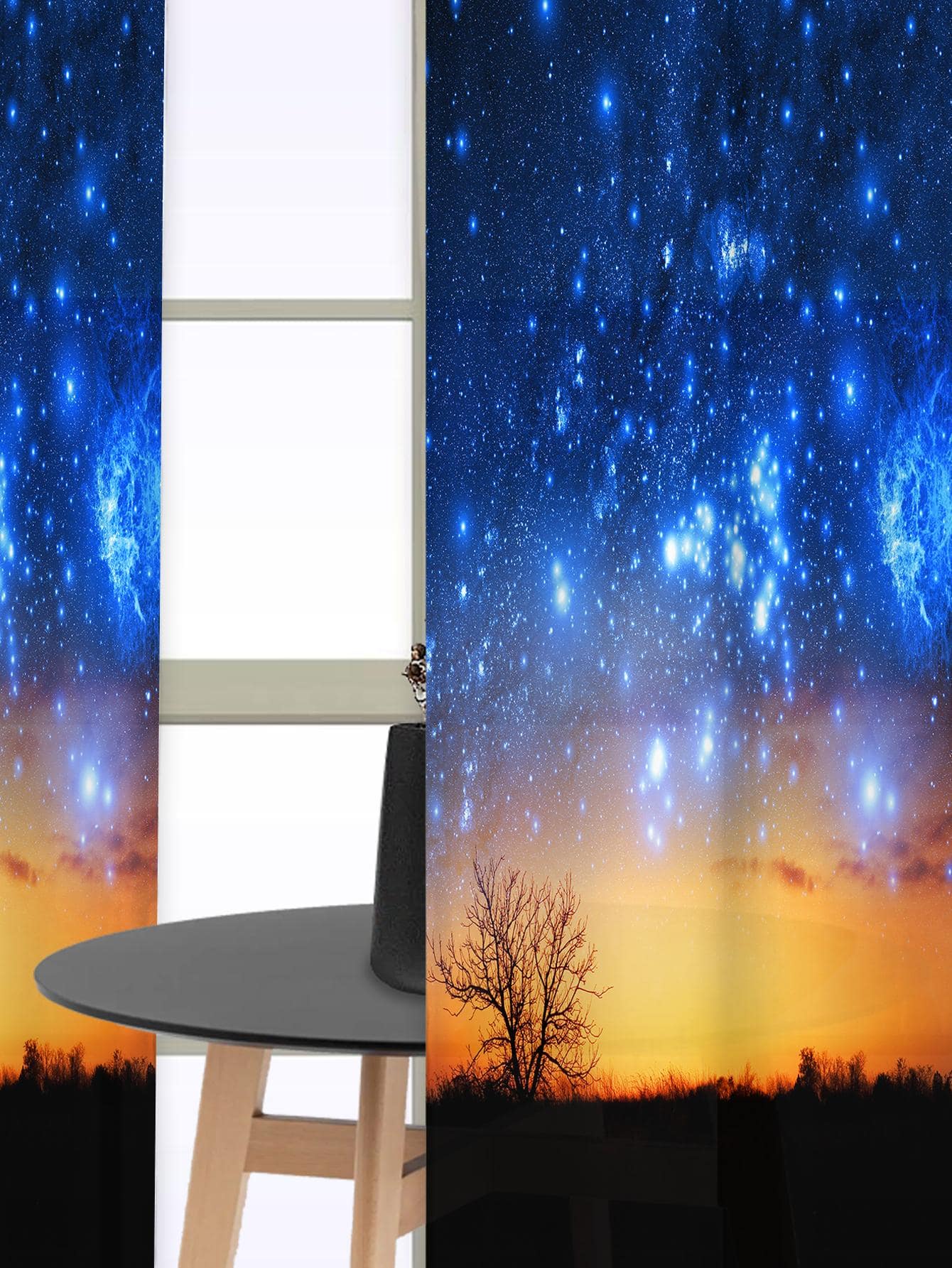 Galaxy Pattern Single Panel Curtain, Modern Elastane Single Panel Curtain For Bedroom And Living Room - Multicolor - View 1