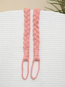 2pcs/set Polyester Curtain Tieback, Modern Solid Color Woven Curtain Strap Tie For Home - Coral Pink - View 3