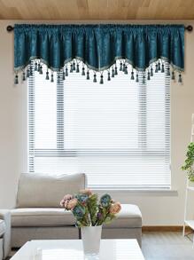 1 pieza Cenefa de ventana con diseño de fleco - Agua verde azul - Ver 4