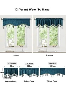 1 pieza Cenefa de ventana con diseño de fleco - Agua verde azul - Ver 3