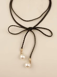 Dây thắt lưng trang trí ngọc trai giả mùa hè, mùa thu, mùa đông, Halloween - màu đen - Xem 2