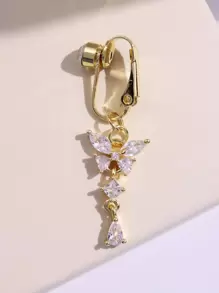 1 pièce Faux Piercing Anneau À Nombril Avec Rose Design Papillon Pour Pour Femme Bijou Cuivre Bijou