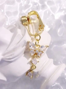 1 pièce Faux Piercing Anneau À Nombril Avec Rose Design Papillon Pour Pour Femme Bijou Cuivre Bijou