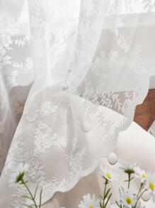 1入組蕾絲窗簾透光簾織花窗戶門陽臺臥室韓式清新田園成品窗簾，家居裝飾婚禮客廳臥室波西米亞窗簾，公主風格 - 白色 - 查看 7