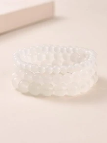 3 cái/bộ Thời trang Ly Tối giản Vòng tay cườm Đối với phụ nữ Để Trang Trí Hàng Ngày - trắng - Xem 1