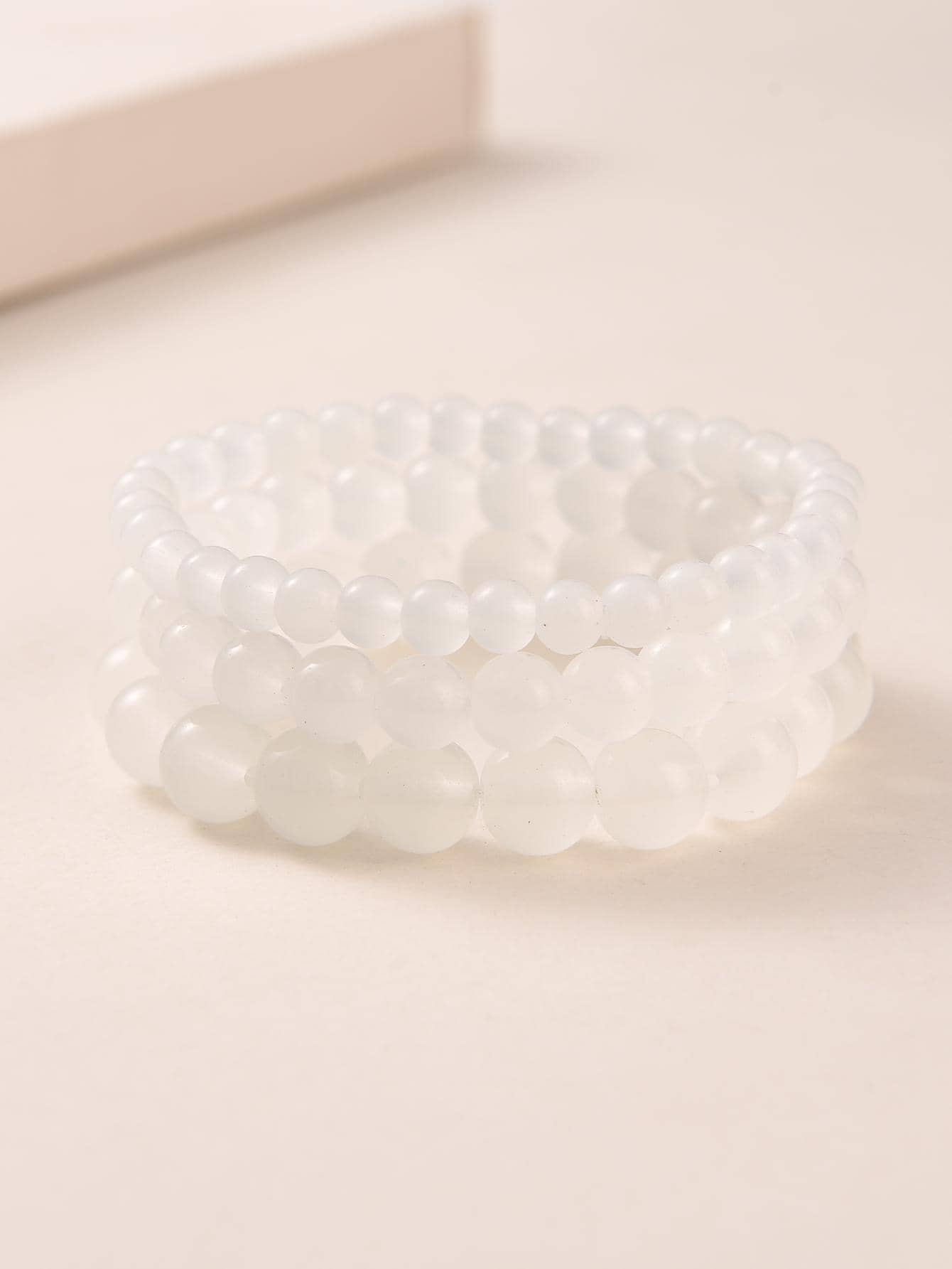 3 cái/bộ Thời trang Ly Tối giản Vòng tay cườm Đối với phụ nữ Để Trang Trí Hàng Ngày - trắng - Xem 1