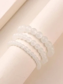 3 cái/bộ Thời trang Ly Tối giản Vòng tay cườm Đối với phụ nữ Để Trang Trí Hàng Ngày - trắng - Xem 5