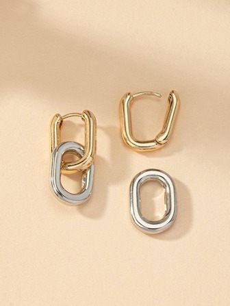 1 Pair Minimalist Geometric U-Shape Clip On Earrings For Women, Slight Bending Of Ear Pins Is Normal