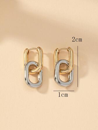 1 par minimalistiska geometriska U-formade örhängen med clips för kvinnor, lätt böjning av öronpinnarna är normalt