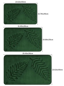 1 Peça Tapete de Banho com Estampa de Folha, Design Simples em Relevo Absorve Água, Tapete Sanitário para Decoração de Banheiro Doméstico, Carpete de Chão, Tapete Externo, Tapete de Entrada, Decoração de Outono, Acessórios de Banheiro, Decoração de Volta às Aulas - Verde - Visão 5