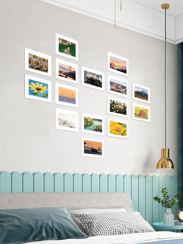 15pcs Rectangle Shaped Photo Frame Without Frame, Simple Paper Picture