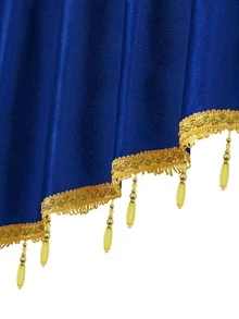 1pc Bead Decor Window Valance, Modern Bead Decor Polyester Curtain Valance For Home - Blue - View 4
