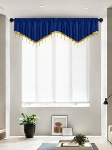 1pc Bead Decor Window Valance, Modern Bead Decor Polyester Curtain Valance For Home - Blue - View 3