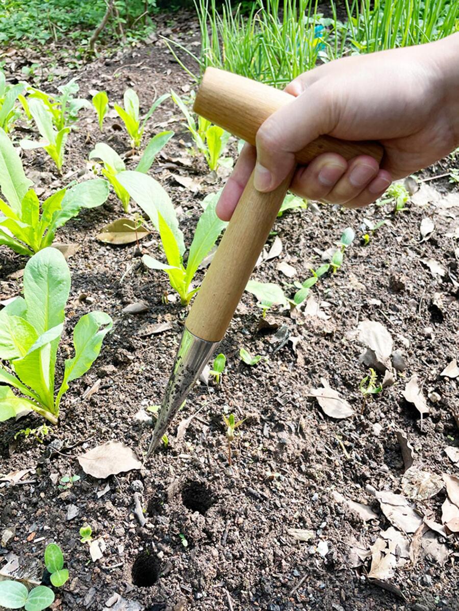 1入組木製花園打孔器，家用日常園藝工具