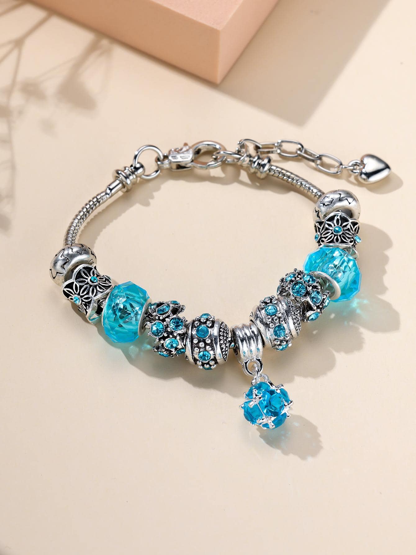 1 Thời Trang Hợp Kim Kẽm Kim Cương Giả Trang Trí Dây Chuyền Vòng Tay Cho Nữ Hẹn Hò Trang Trí - Màu xanh nhạt - Xem 1