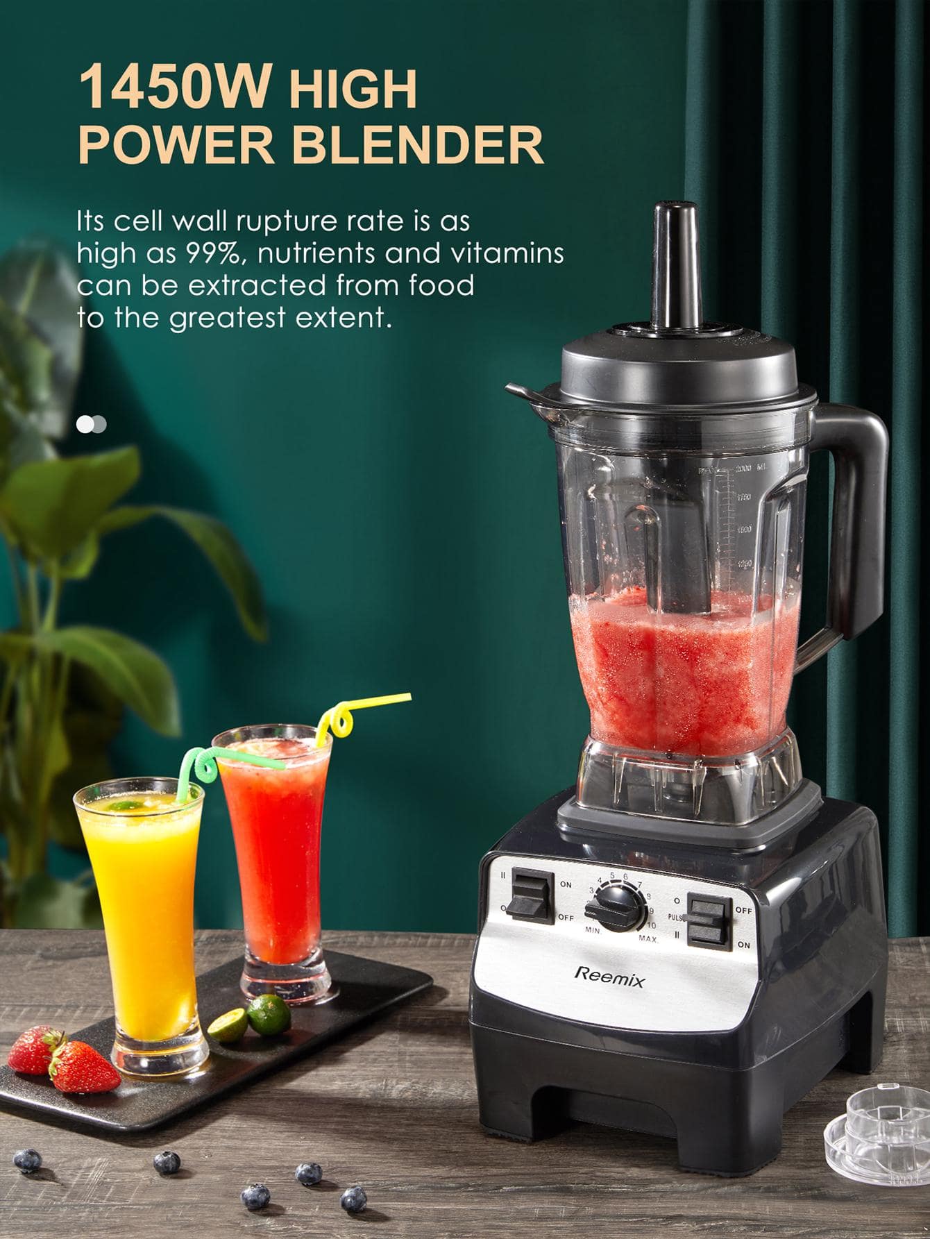 Reemix Counter Blender Smoothie Maker, 1450W Professional High Speed