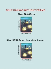 1 Mặt Trăng & Hình Đồ Họa Có Khung Tranh Hiện Đại Thuyền & Hình Đồ Họa Treo Tường Tranh Nghệ Thuật Cho Trang Trí Tường Nhà - Nhiều màu - Xem 4