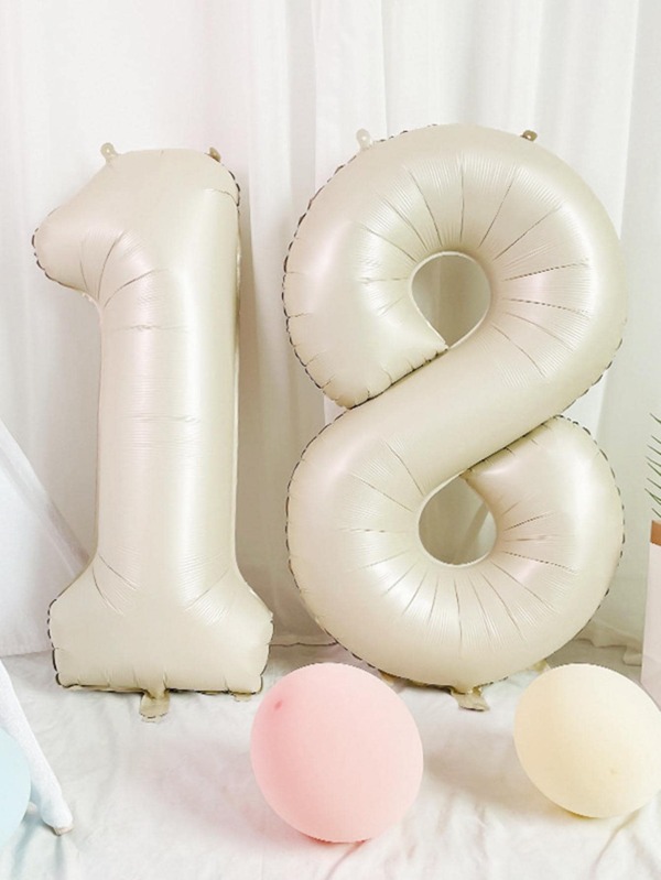 1 peça de balões metálicos de cor creme com números para festa de aniversário, decoração de casamento, fotografia, Natal