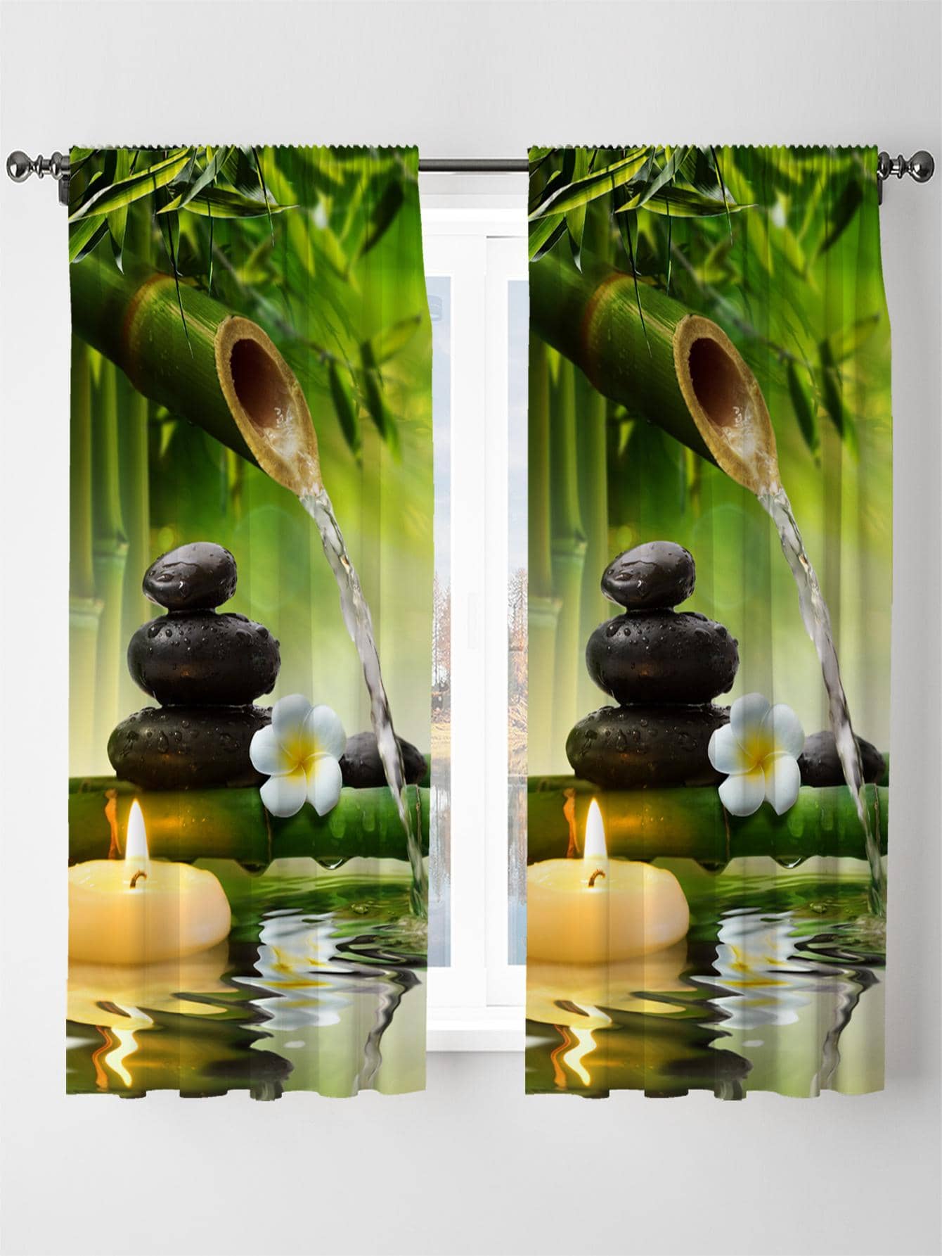 2入組蠟燭印花現代滌綸遮光窗簾適用於家庭 - 彩色 - 查看 1