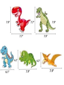 5pcs Dinosaur Decor Spiral Decoration, Cartoon Animal Decor Hanging Streamer For Party, Holiday - Green - View 3