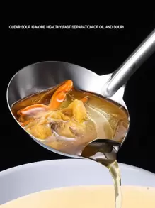 1入組銀色長柄勺，廚房用不銹鋼多功能過濾勺 - 銀色 - 查看 1