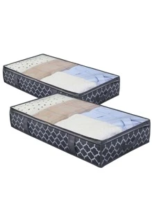 1 件/2 件床下储物箱、壁橱整理器和储物箱、可折叠床下储物袋，用于存放毯子、毛巾、棉被、毛衣、亚麻床单、开学季学生校园储物 - 深灰色 - 查看 13