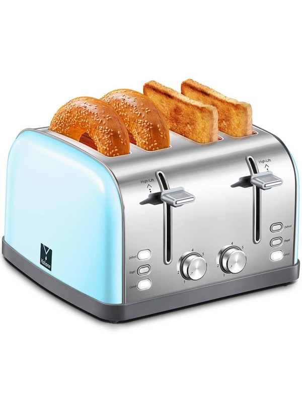 Yabano Toaster 4 Slice, Extra Wide Slots, Stainless Steel with High Lift Lever, Bagel and Muffin