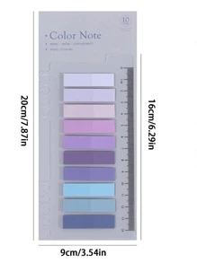 1 Pièce Creative Étiquette D'index Étanche À Gradient Multicolore Multifonctionnelle Avec Fonction Règle Et Notes Collantes - Blanc - Voir 11