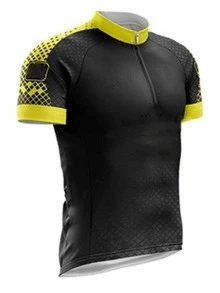 1pc Men's Black & Yellow Short Sleeve Cycling Jersey - Black - View 2