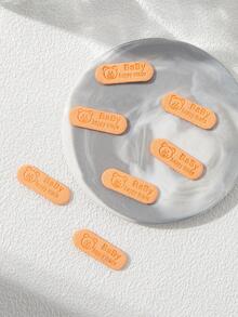 50pcs Letter Embossed DIY Sewing Label, Yellow Decorative Tag For Clothing, Bag - Yellow - View 4