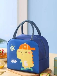 1入組卡通恐龍印花便當袋 - 藏蓝色 - 查看 3