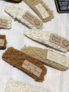 50pcs Letter Embossed DIY Sewing Label, Yellow Decorative Tag For Clothing, Bag - Yellow - View 7