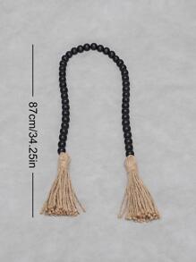 1 pieza Decoración de borlas con cuentas, decoración colgante de madera negra para el hogar, mejor regalo - Negro - Ver 5