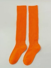 1 Đôi Vớ Thời Trang Trơn Trơn Cho Nữ Để Trang Trí Hàng Ngày - trái cam - Xem 6