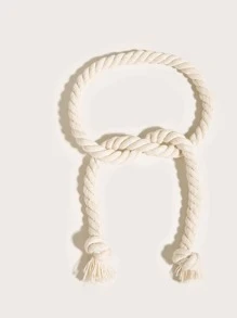 1pc Solid Color Curtain Tieback, Bohemian Polyester Braided Detail Curtain Strap Tie For Home - Beige - View 4