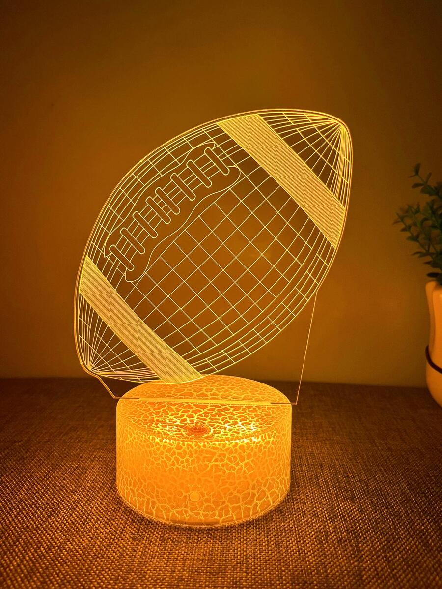 1入組帶USB塑料檯燈，適用於臥室現代橄欖球設計3DLED檯燈 - 彩色 - 查看 1