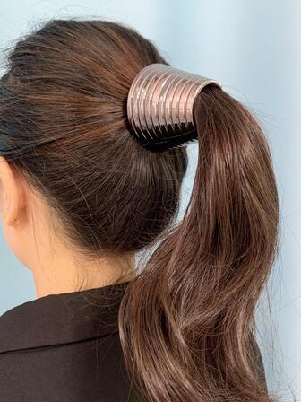 1入組女性素色時尚金屬髮圈適用於日常