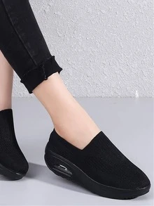 Women's Stretch Knit Sneakers Breathable Sports Tennis - 黑色 - 查看 2