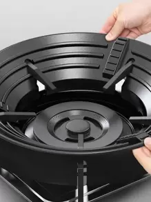 1入組創意黑色防風煤氣灶不銹鋼防滑煤氣灶圓形架適用於廚房 - 黑色 - 查看 8