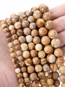 1股4/6/8/10/12mm天然火山岩圓形散珠，適用於DIY製作手工手鐲項鍊珠寶飾品